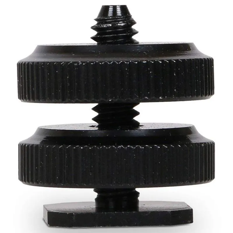 MiniFocus MF-1907 MINIFOCUS Camera Hot Shoe Mount Adapter, Double Nut With 1/4" And 3/8" Aluminum Alloy Tripod Screw Flash Shoe Mount For LED Moni - View #8
