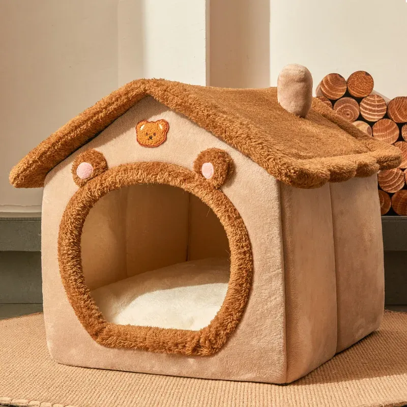 Foldable Pet House: Cozy Winter Warm Dog Kennel Cat Nest Small Dog  Cave Portable Comfortable! Perfect Pet Care Product
