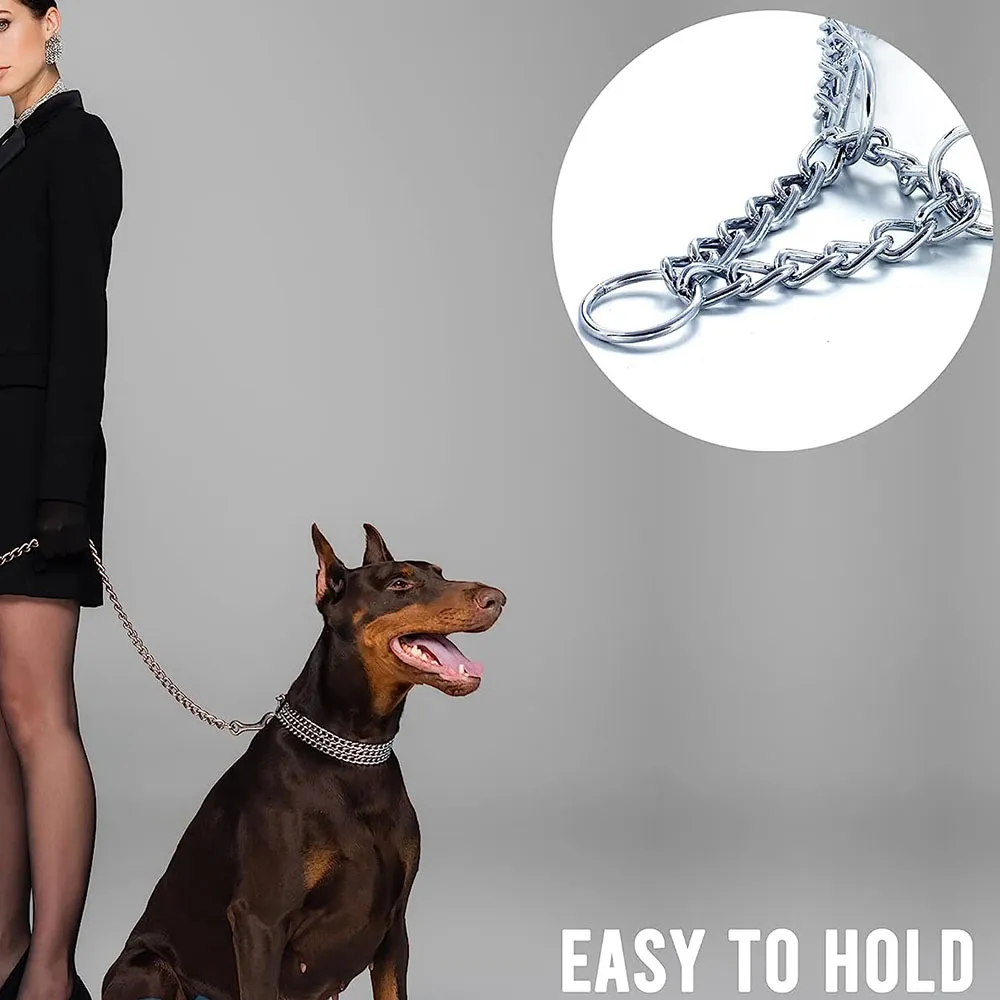 Adjustable Metal Dog Choke Chain Collar - Martingale Design, 3 Row ...