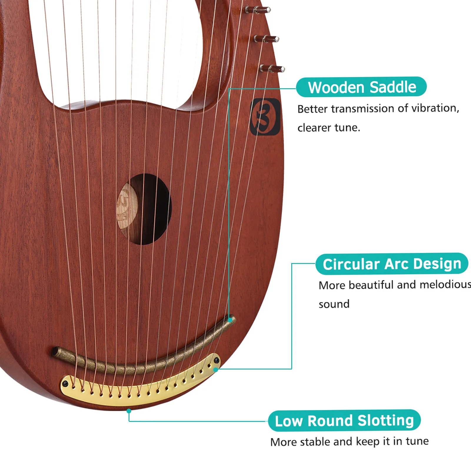 Walter.T WH 16 16 String Wooden Lyre Harp With Round Sound Hole Metal Body And Carry Bag Solid Wood 8 String Ukulele Instrument From Ddmyjan 105.48 DHgate.Com