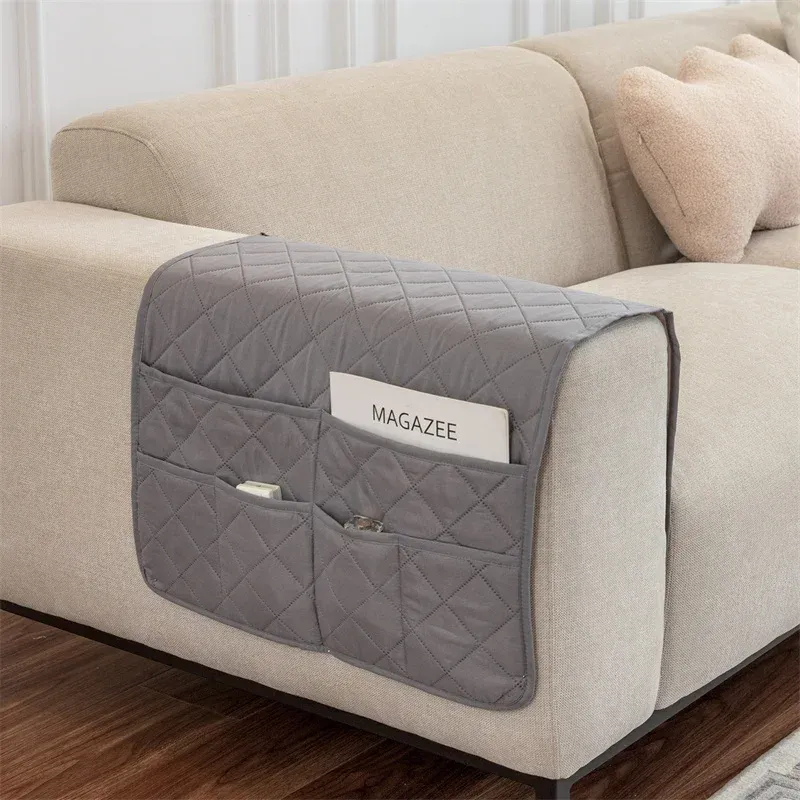 Organizador De Reposabrazos Para Sofá - Con 1 Bolsillo Grande Y 4 Pequeños, Antideslizante, Medidas 36x82 Cm