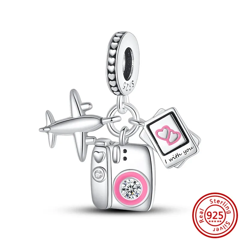 wholesale Authentic 925 Sterling Silver Space Charms Astronaut Rocket Airplane Globe Fit Original Pandora Bracelet Gifts