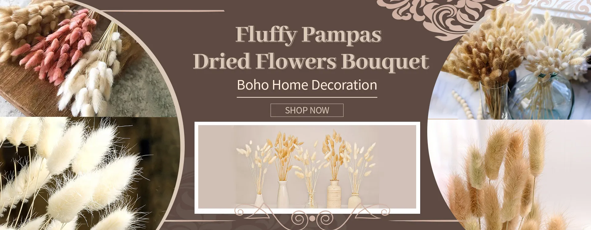 Bouquet Di Pampas Grass Essiccato - 160 Pezzi Decorativi Per Matrimoni Boho E Baby Shower - Foto 7