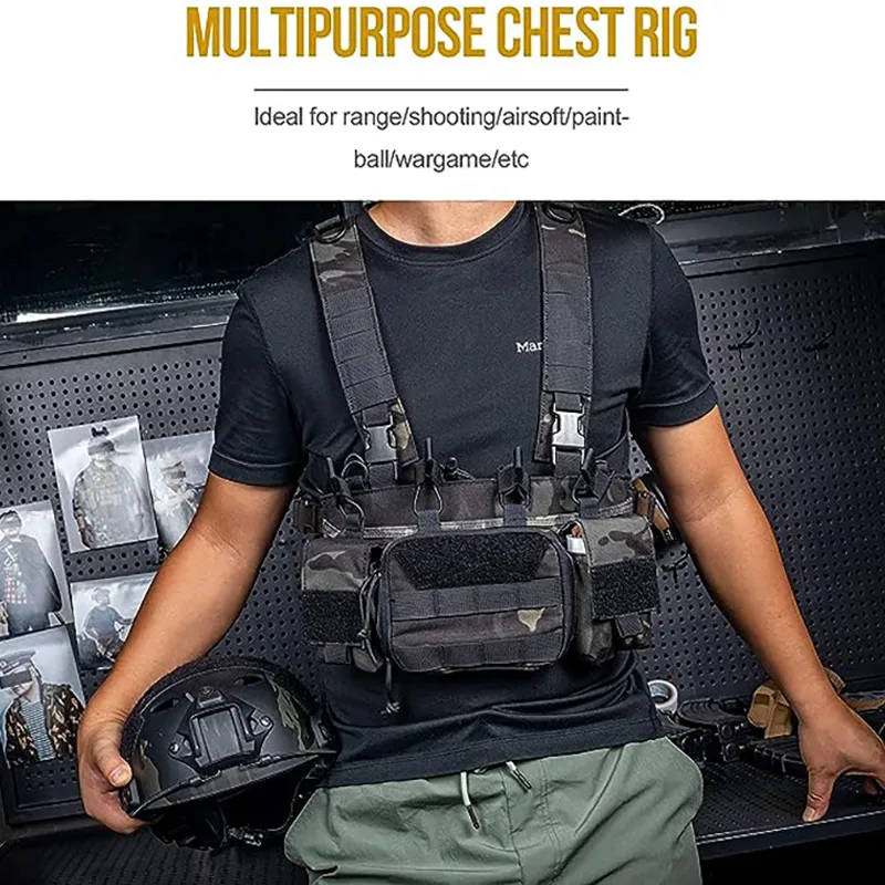 FUZKI Chest Rig Tactical Airsoft Vest With 5.56 9 Pistol Agazine Pouches And Storage Bag - View #12