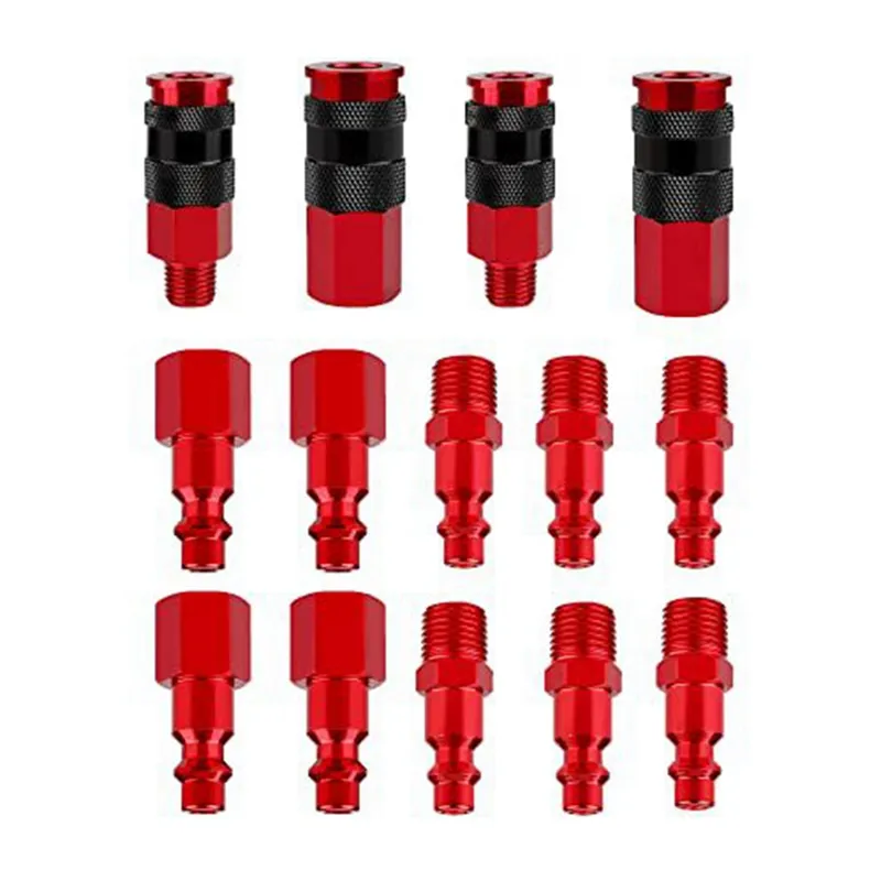 Foster 7pc 1/4” NPT Air Hose Fittings – M-Style Industrial Coupler & Plug Set – Solid Brass/Steel – Made In USA