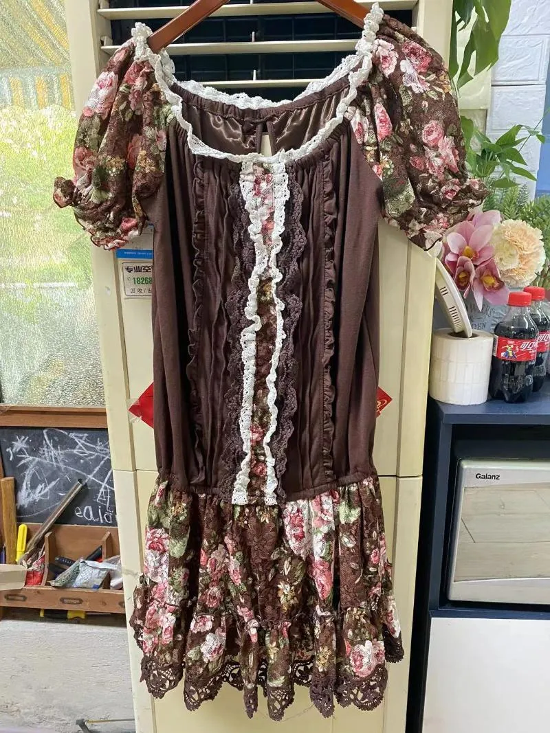 Knitted Cotton Casual Dress with Lace Mesh Floral Print and Short Flutter  Sleeves for Women from Dhgate Basic & Casual Dresses - price 34.3