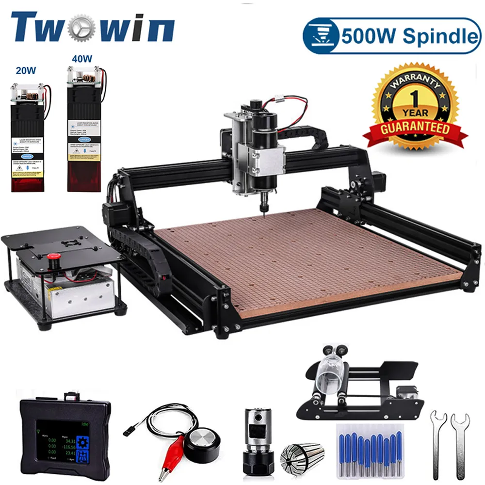 TWOWIN Metal Milling Machine 500W Spindle CNC Engraver Wood Router ...