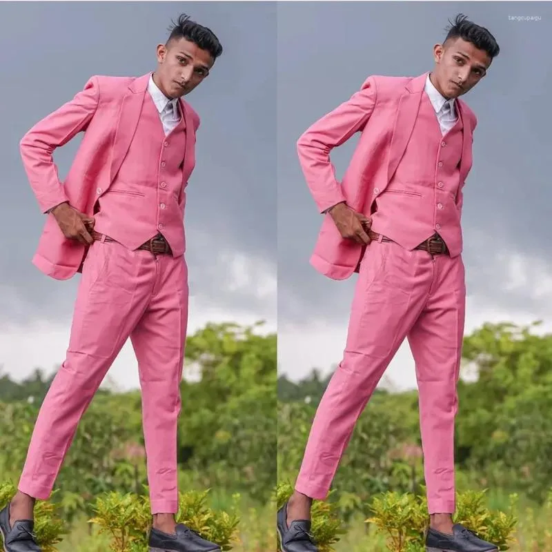 Pink New Arrival Simple Notched Lapel Men Suits