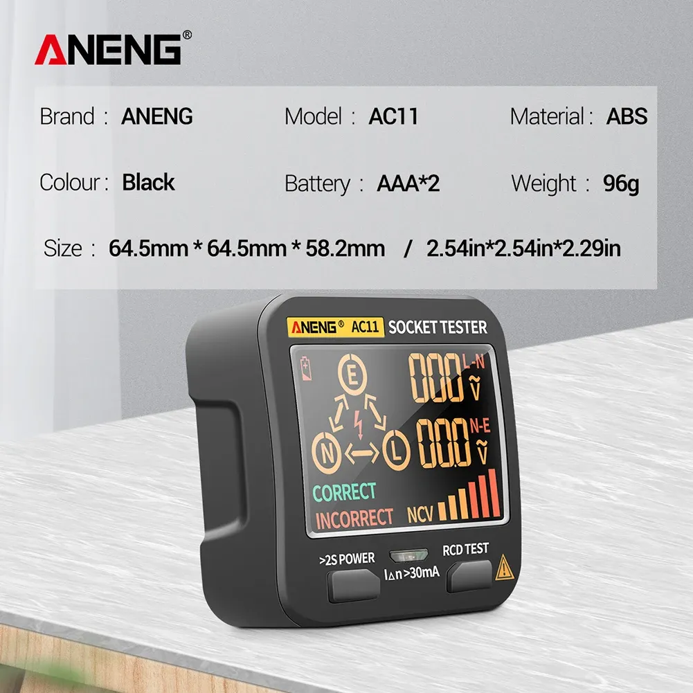 AI-EnhancedANENG AC11 Socket Tester: Accurate & Safe Electrical Fault ...