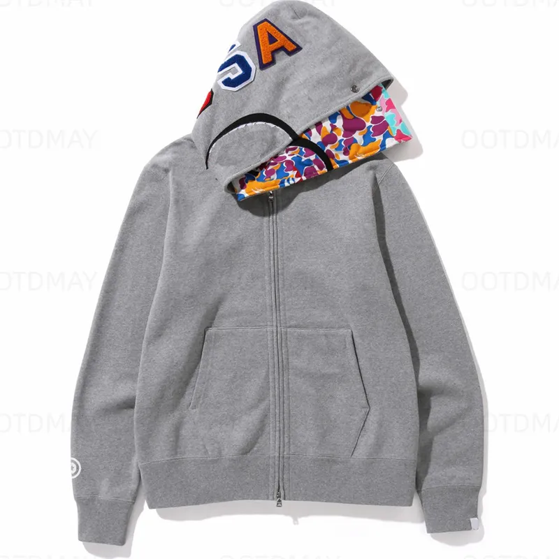 Designer Grey Graphic Crewneck Shark Hoodie For Men And Women Cool ...