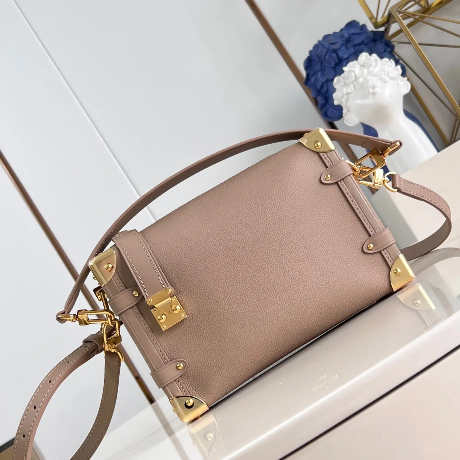 Luxury Small Crossbody Designer Bag Trunk Bags Medium Cowhide Purse Genuine Leather Khaki Gray Shoulder Bag
