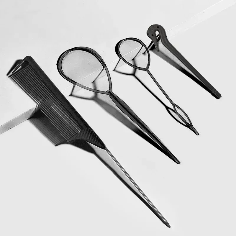 Hair Braider Tool French Braid Loop Elastic Bands Metal Rat Tail Comb ...