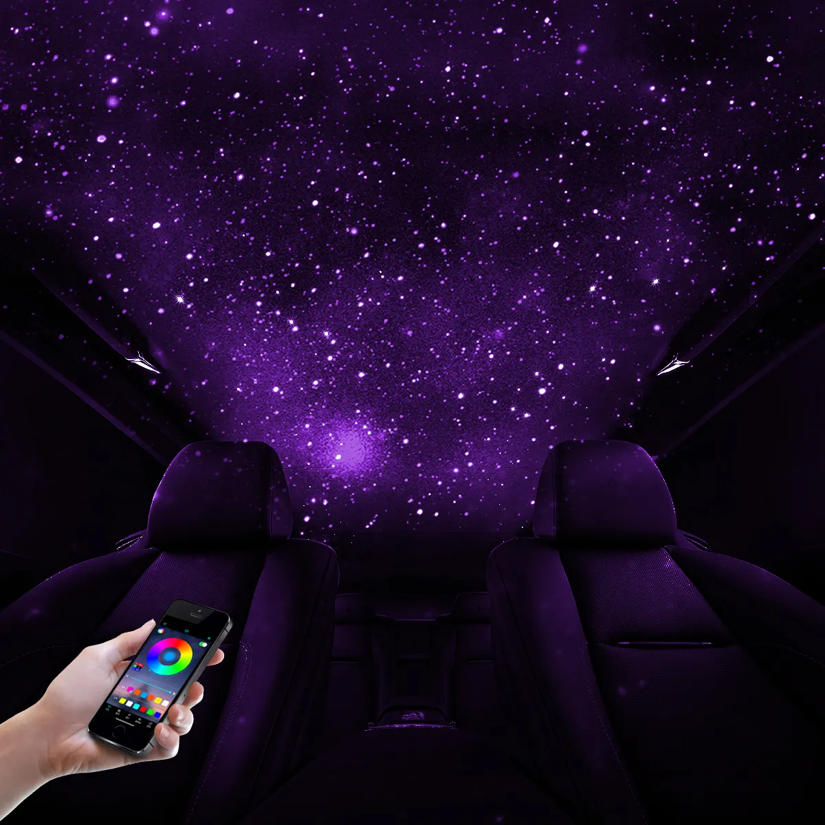 DHgate 6W 3M Twinkle Starry Sky Car Light RGB Color changing Fiber Optic Roof Star Ceiling Interior Atmosphere Lamp with APP Remote Control Perfect for Car Interior Decoration and Romantic Ambianc...