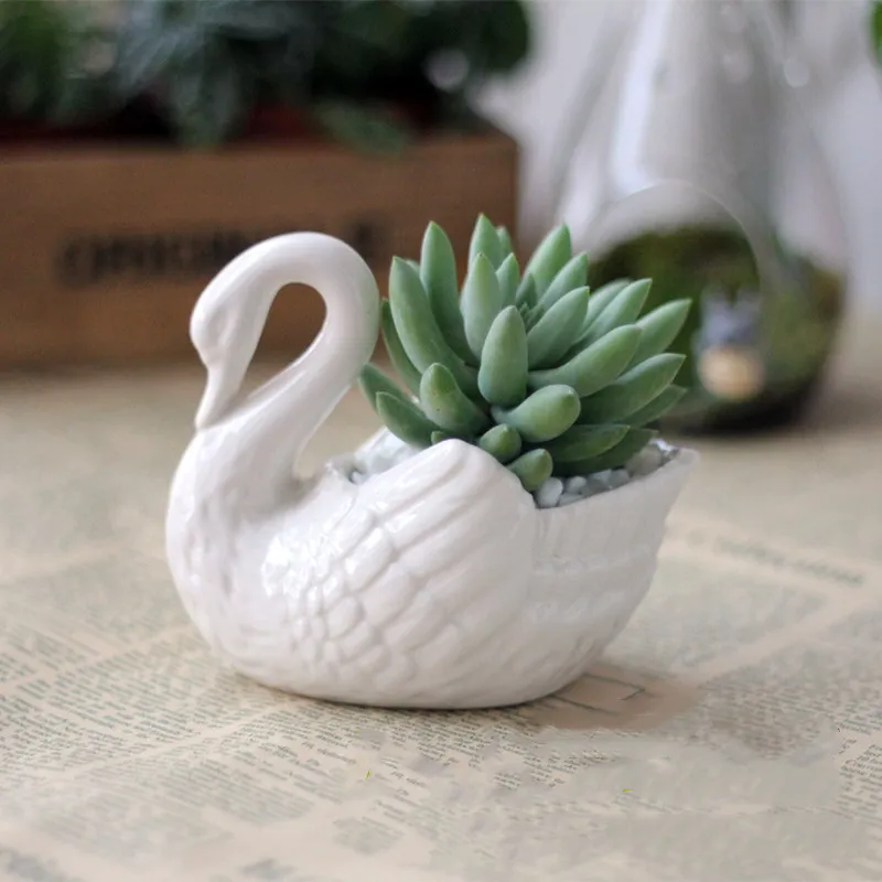 White Ceramic Swan Flower Pot Succulent Planter,... From Dhmallqueen, $30.1  | DHgate.Com