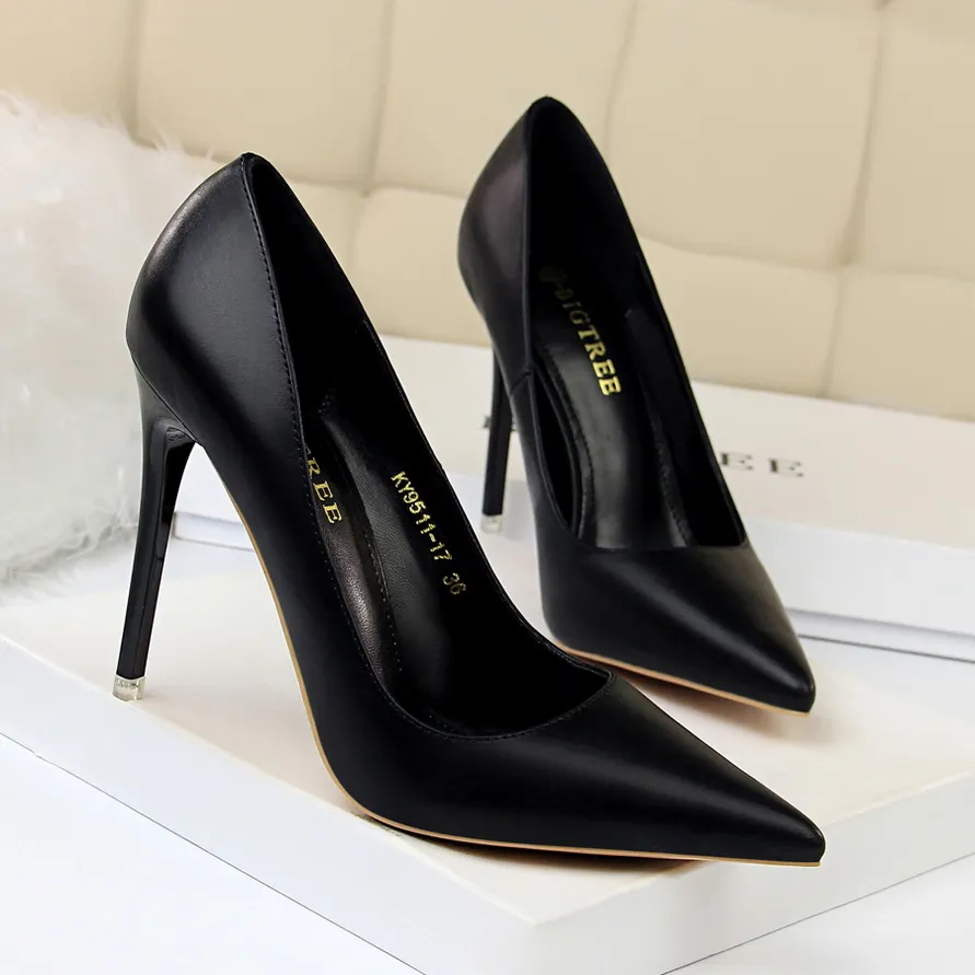 Women's Pointed Toe High Heel Pumps Dressy Wedding Shoes, Thin Heels,  Plus Size Available