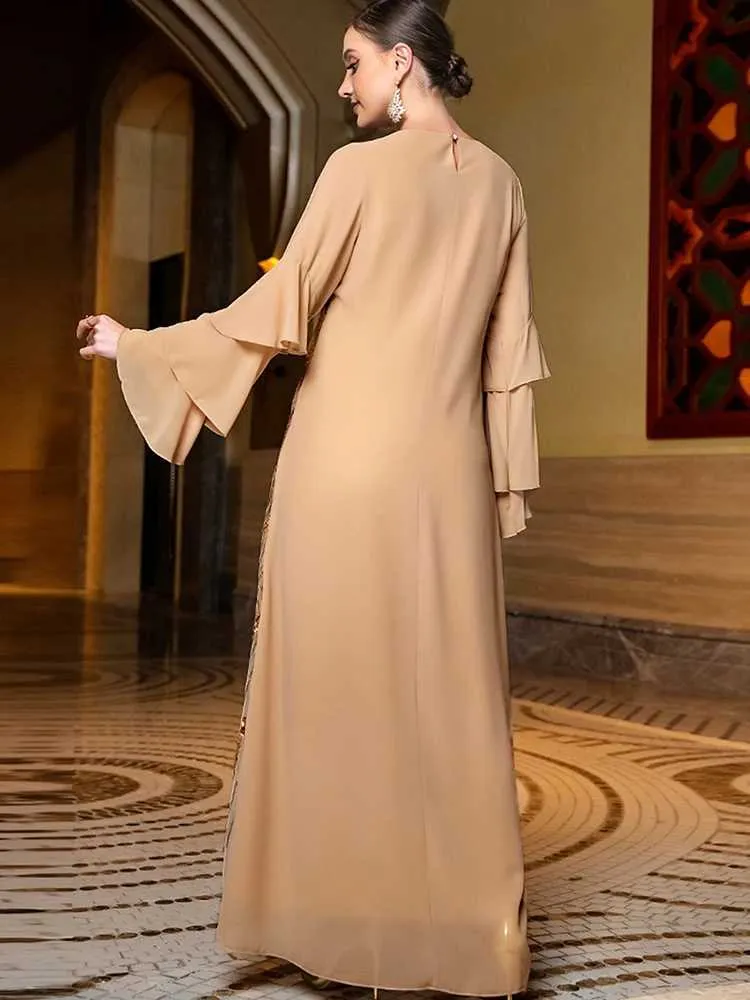 Gold sequin dress with sleeves long skirt round neck Middle Eastern Muslim  womens clothing from Dhgate Basic & Casual Dresses - price 60.23