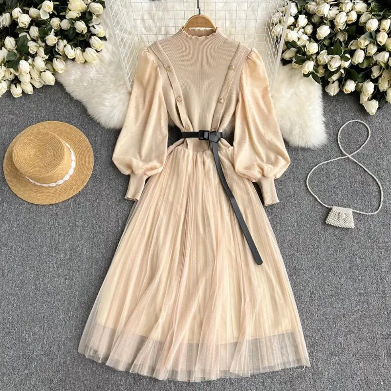 knee length dresses for ladies Peach Mesh Short Sleeve Drawstring Ruched Dress Small main image 0