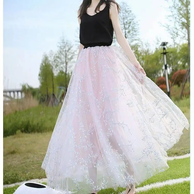 Lace Maxi Skirt: Elegant A-Line, Korean Style, Summer Lace Maxi Skirt: Elegant A-Line, Korean Style, Summer