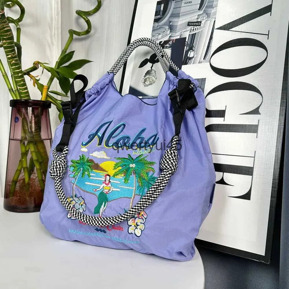 Haiian Embroidered agyness shoulder bag for Women Large Capacity Designer Eco Bag with Rope Handle and Nylon Shopper Purses H24523