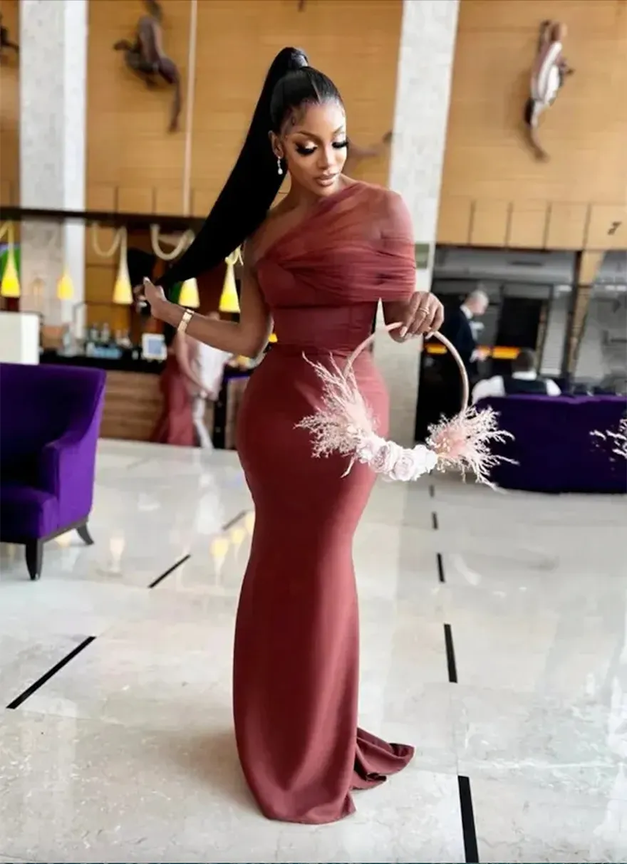 Elegant Brown One Shoulder Mermaid Satin Terracotta Bridesmaid Dresses For Black African Women Perfect For Formal Parties Weddings Proms And Maid Of Honor Wear From Verycute 43.44 DHgate.Com