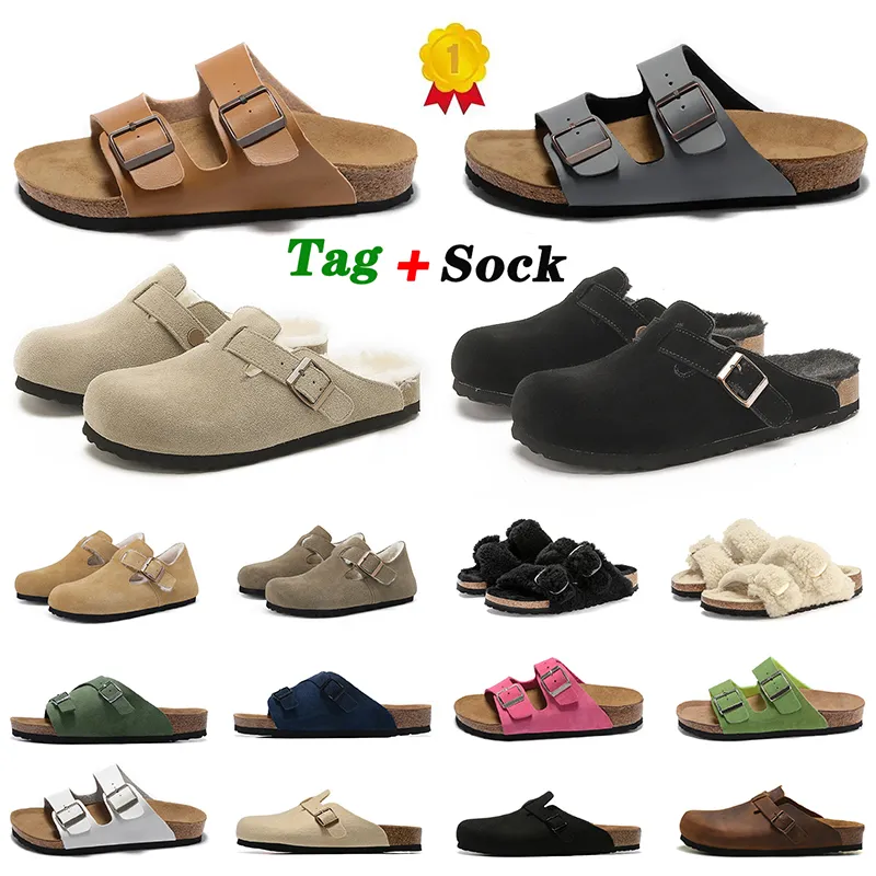 Suede Platform Cork Insole Slippers