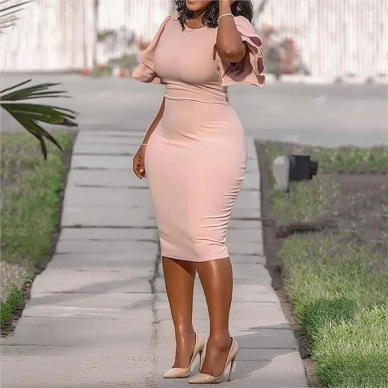 knee length dresses for ladies Knee-Length Career Dress with Sleeves main image 1