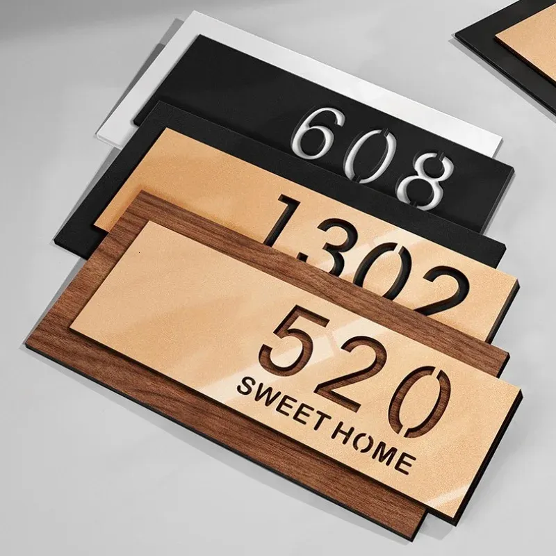 Door Name Plate Bamboo Wall Mounted Office Sign with Sticker
