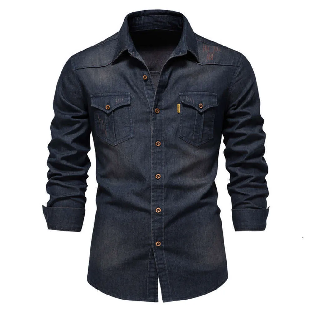 Save Big on Bulk Mens Designer Denim Shirts Mens Denim Short Sleeve Shirts  Casual Denim Shirt, Long Sleeve Solid Color Button Down Shirt For Men In