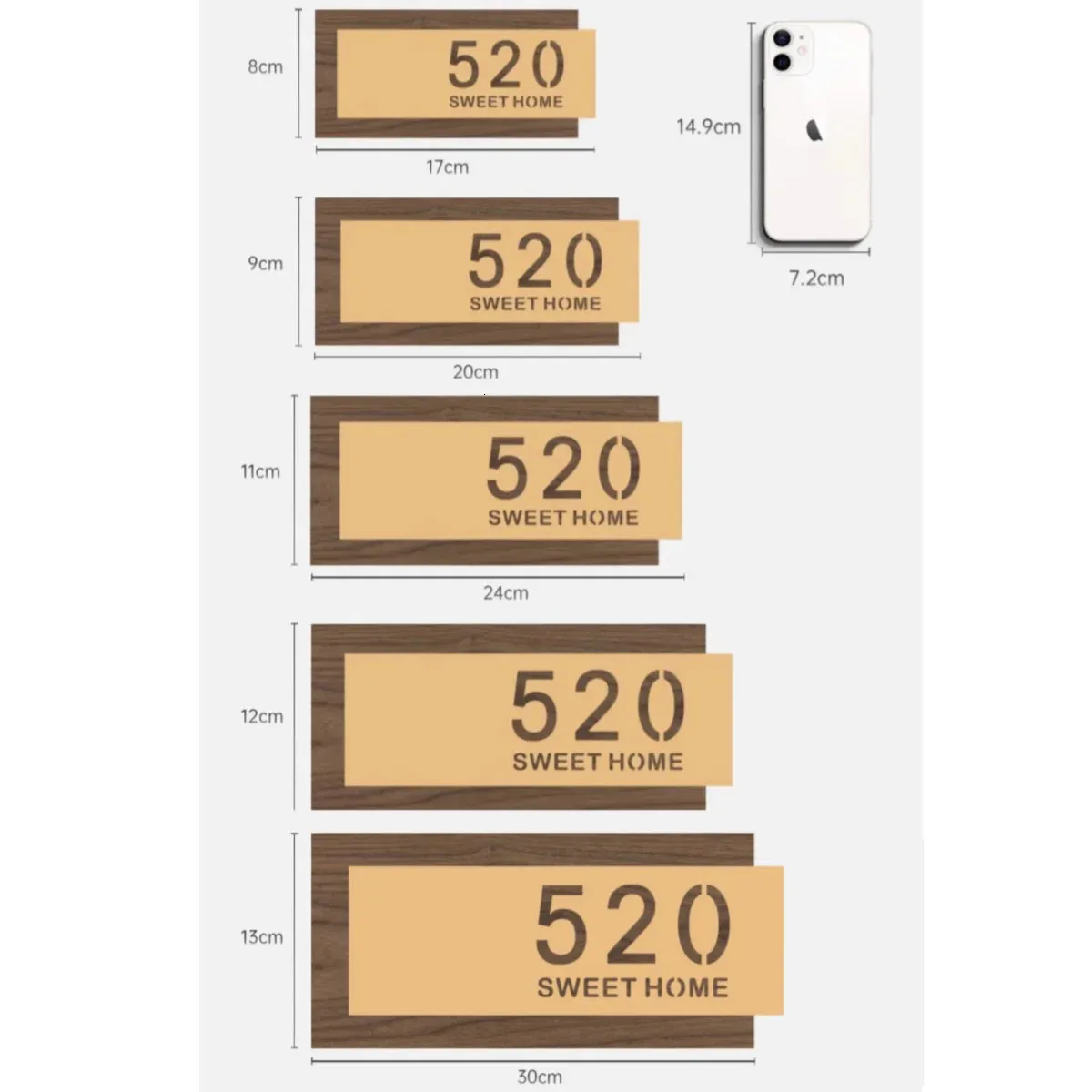 Door Name Plate Bamboo Wall Mounted Office Sign with Sticker