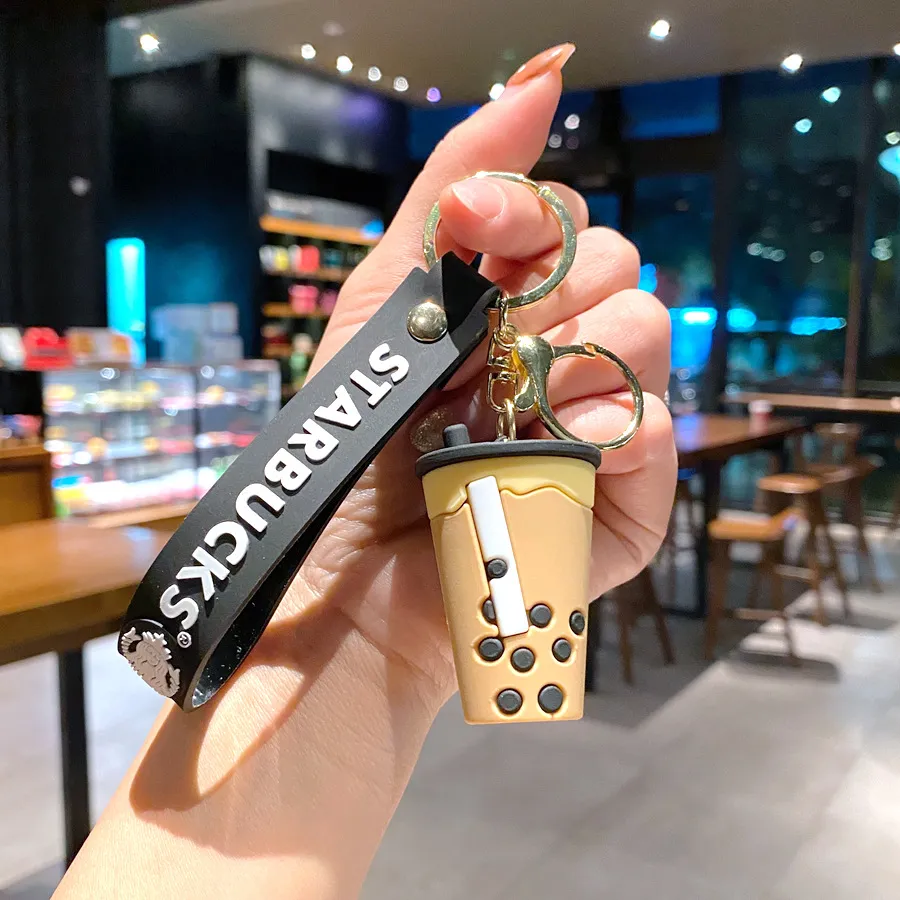 Luxury Starbucks Bubble Tea Keychain With Delicate Bear Luxury Starbucks Bubble Tea Keychain With Delicate Bear