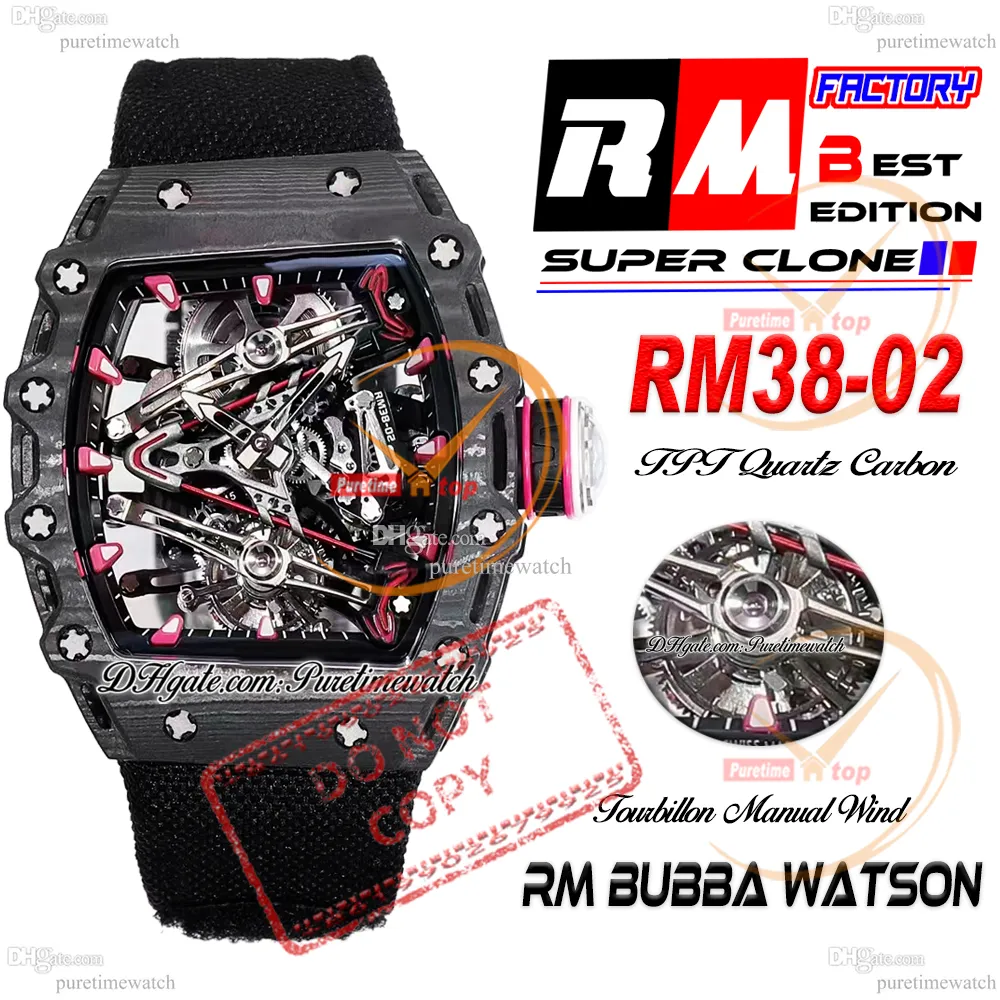 Bubba Watson 38-02 Mens Tourbillon Watch, Black Nylon Strap, Quartz, TPT  Carbon Skeleton Red Dial