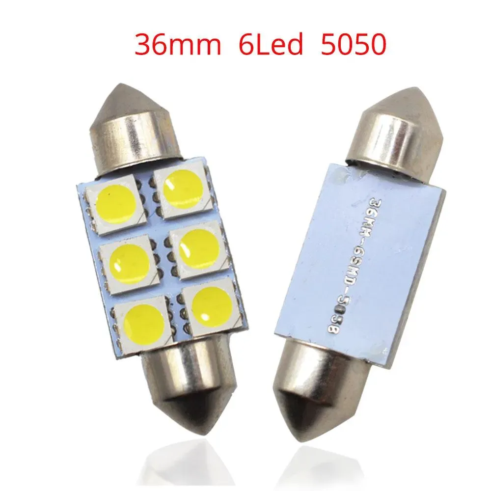 Ruiandsion 4x 28mm 29mm Festoon LED Bulbs – 5050 6-SMD, 12V DC White For Car Dome/Reading Lights