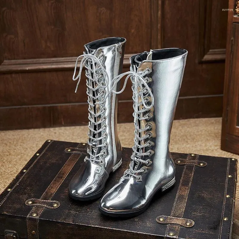 Princess Silver School Silver Knee High Boots For Girls Fashionable And Comfortable For Students Toddlers And Kids Available In Sizes 2A And 3A From Sunmye 43.95 DHgate.Com