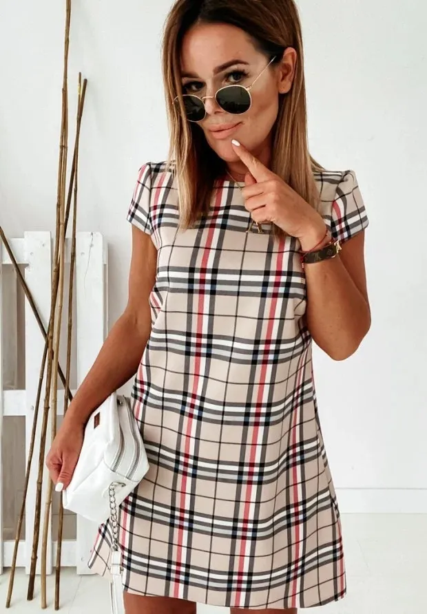 burberry bodycon dress Color Block Print Tennis Dress, White/Black / Color Block / S main image 1