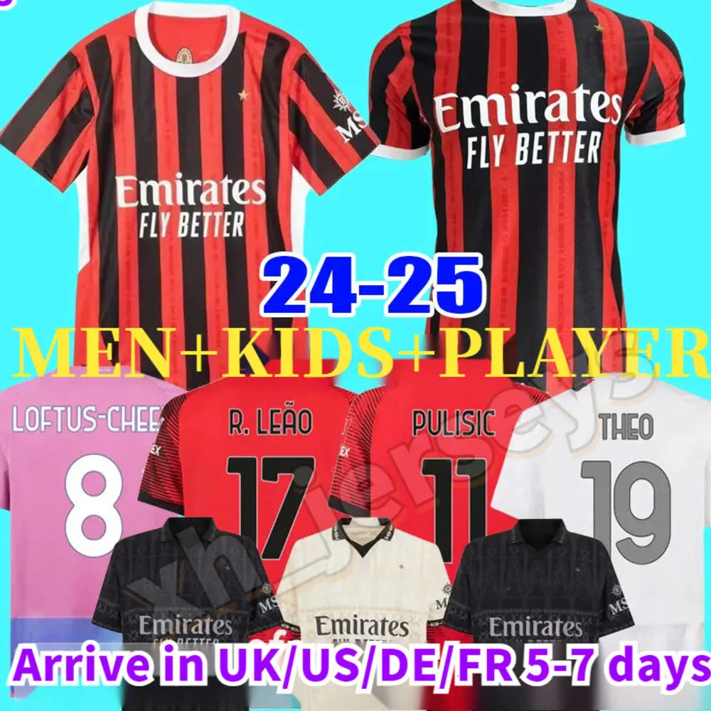 24 25 Maglia Milan Giroud Rafa Lea Pulisic 4th Soccer Jersey Kid Kit 2024 2025 Home Away 3rd Football Shirts Calcio Maillot Tomori Theo Pleasures Quatrième AC