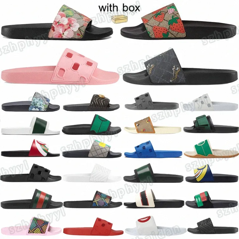 Designer Sandalen Bloemen slippers schuif aardbei gedrukt roze rubber tijgers rood groen g oranje wit sandaal zwarte bloemen slipper mannen fhle#