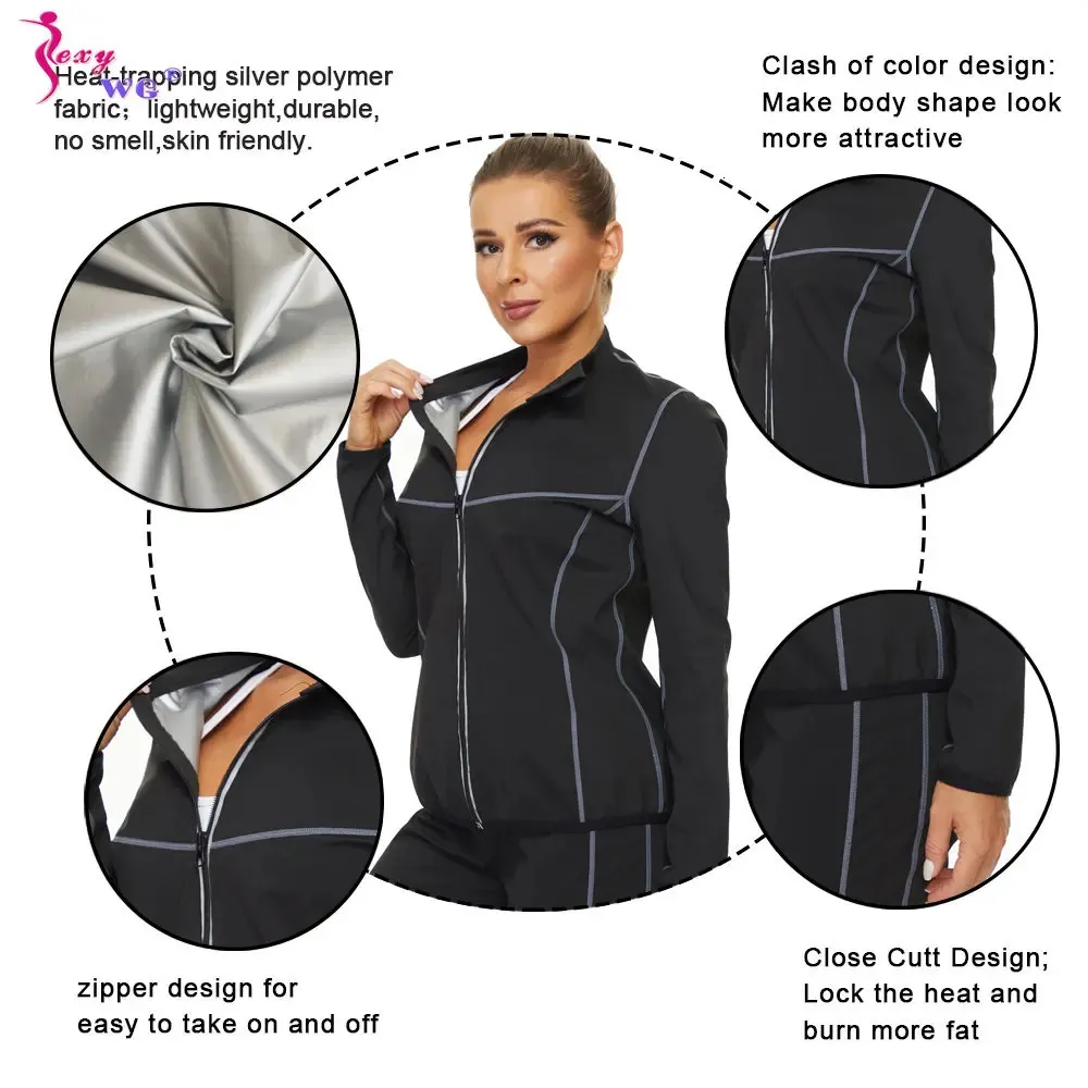 Sauna Suit For Women Long Sleeve Zipper Workout Sauna Sauna Vest