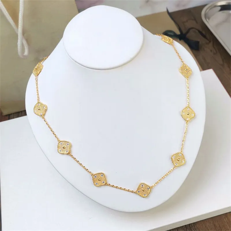 Luxusschmuck Van Clover Halskette Frauen Halsketten 18k Gold Silber Edelstahl für Frau 10 Blumendiamanten Charme Klassiker Perlendesigner Schmuckgeschenke