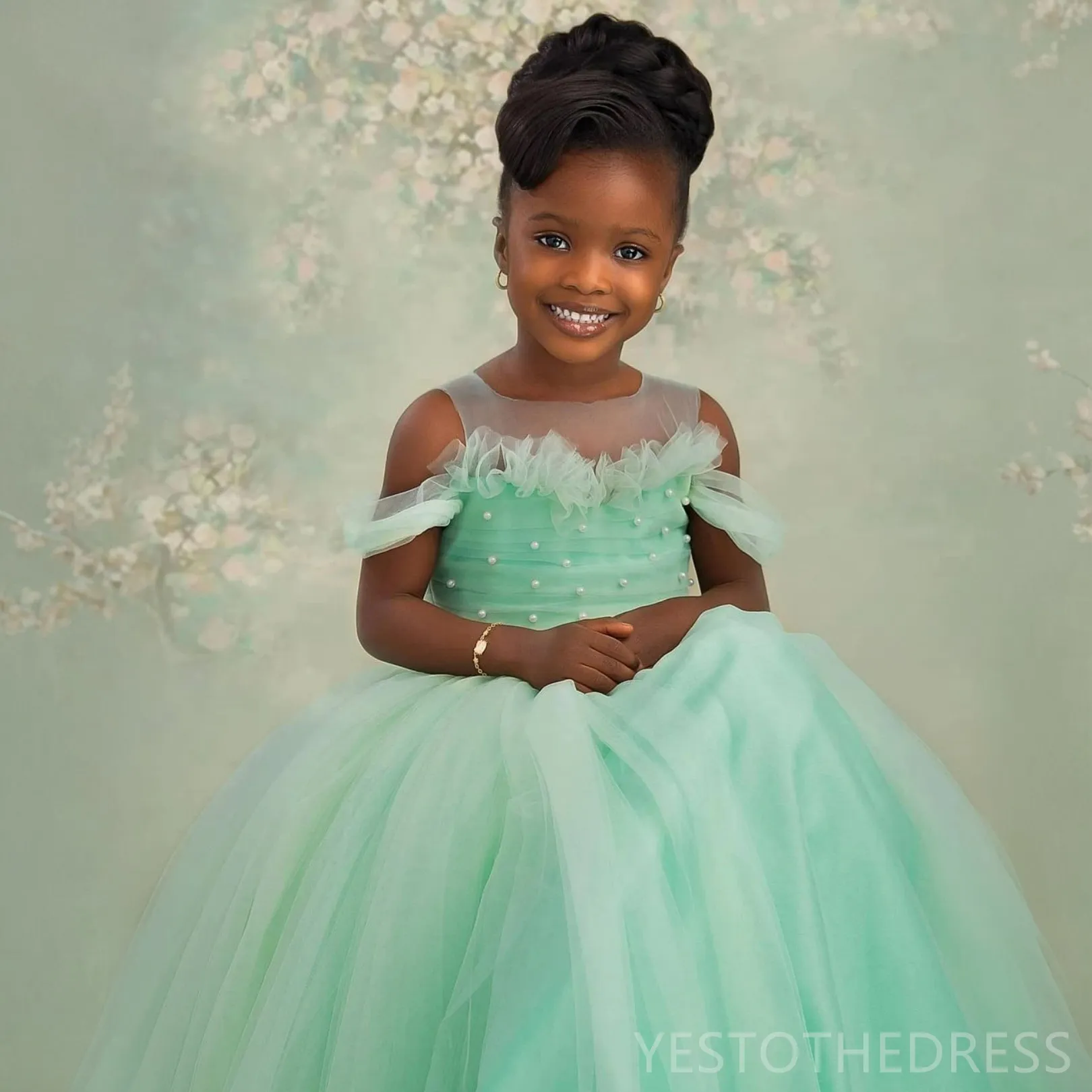 Lime green flower girl dresses sales