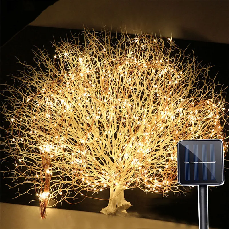 DHgate Solar Powered Copper String Lights 200 Waterproof LEDs for Gardens Weddings Christmas Decor Lights Lighting