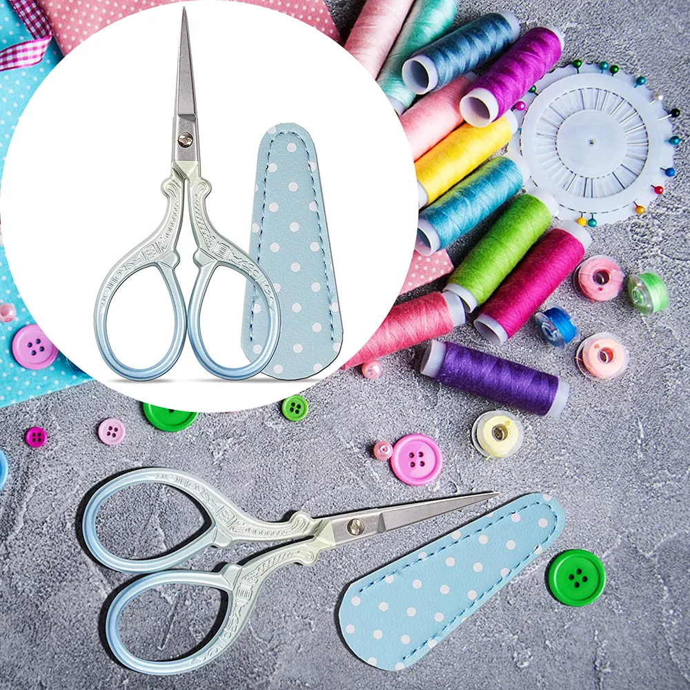 Hisuper 2 Pairs Crafting Scissors - 4.5 Inch Sharp Sewing Scissors With Leather Covers - View #13