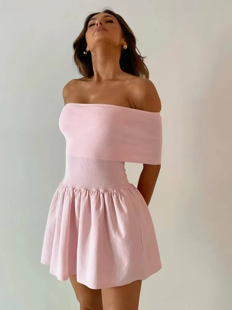 strapless open back dress Off-the-Shoulder Hot Pink Bodycon Mini Dress – Dressesforparty