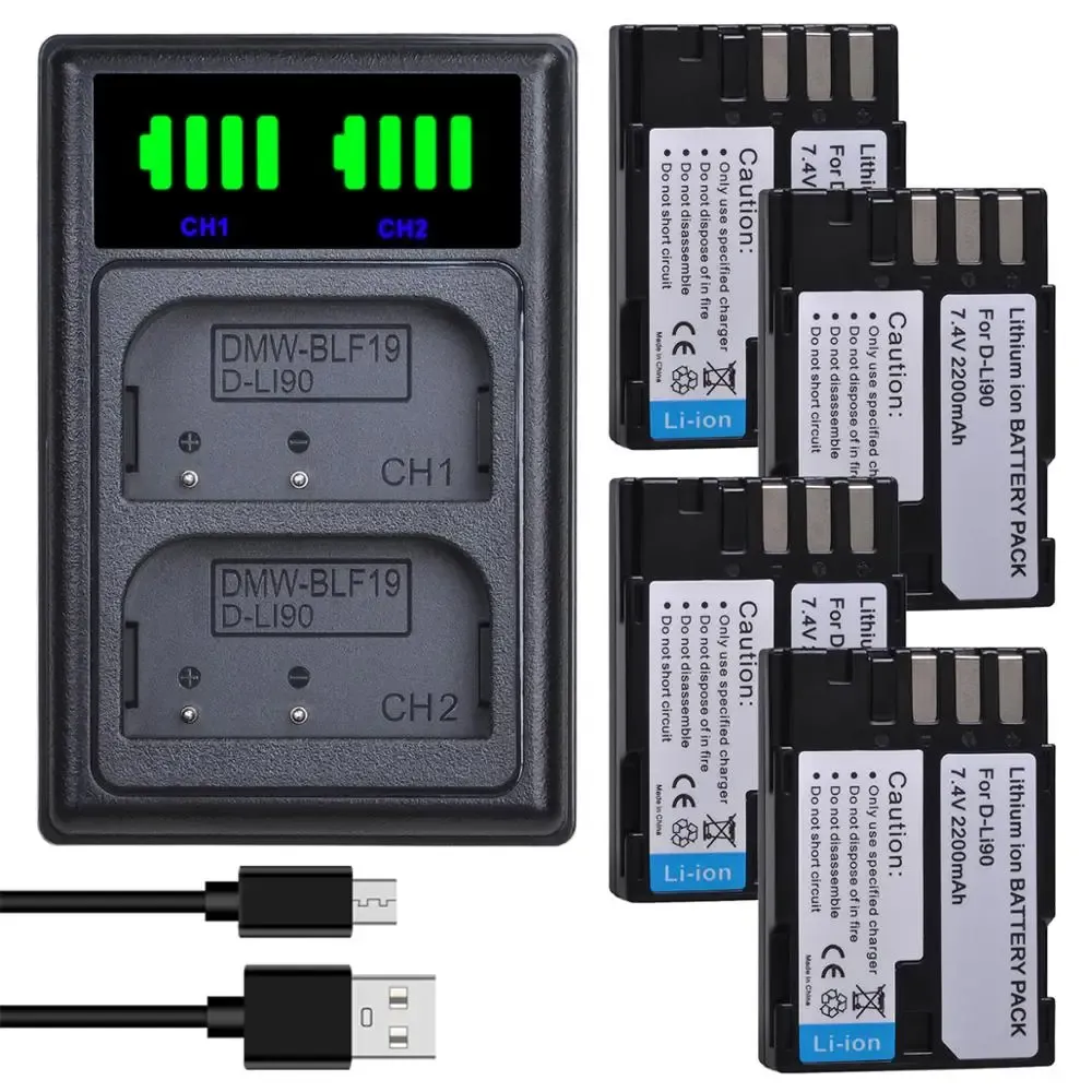 Caricatore USB Per Batteria D-LI90 / D-LI90P – 8.4V 0.6A, Compatibile Con Pentax 645D, 645Z, K-01, K-3, K-5, K-7 E Altri, Con Cavo Type-C