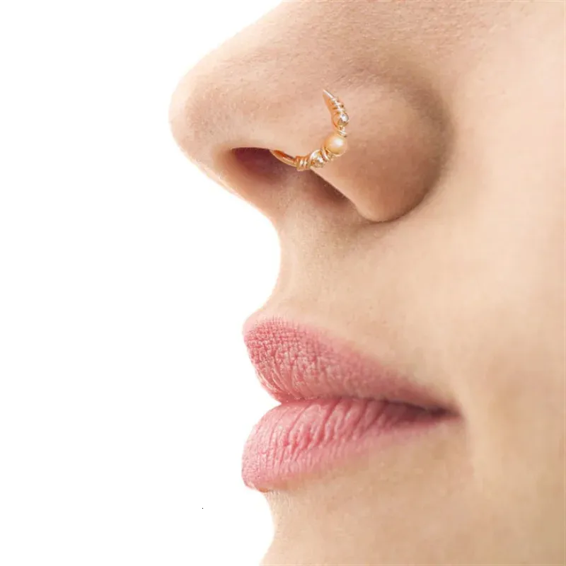 Handmade Gold Filled 925 Silver Punk Gold Nose Piercing Jewelry Charm Septum Hoop Jewelry Real Piercing 240507 From Pong03 13.47 DHgate.Com