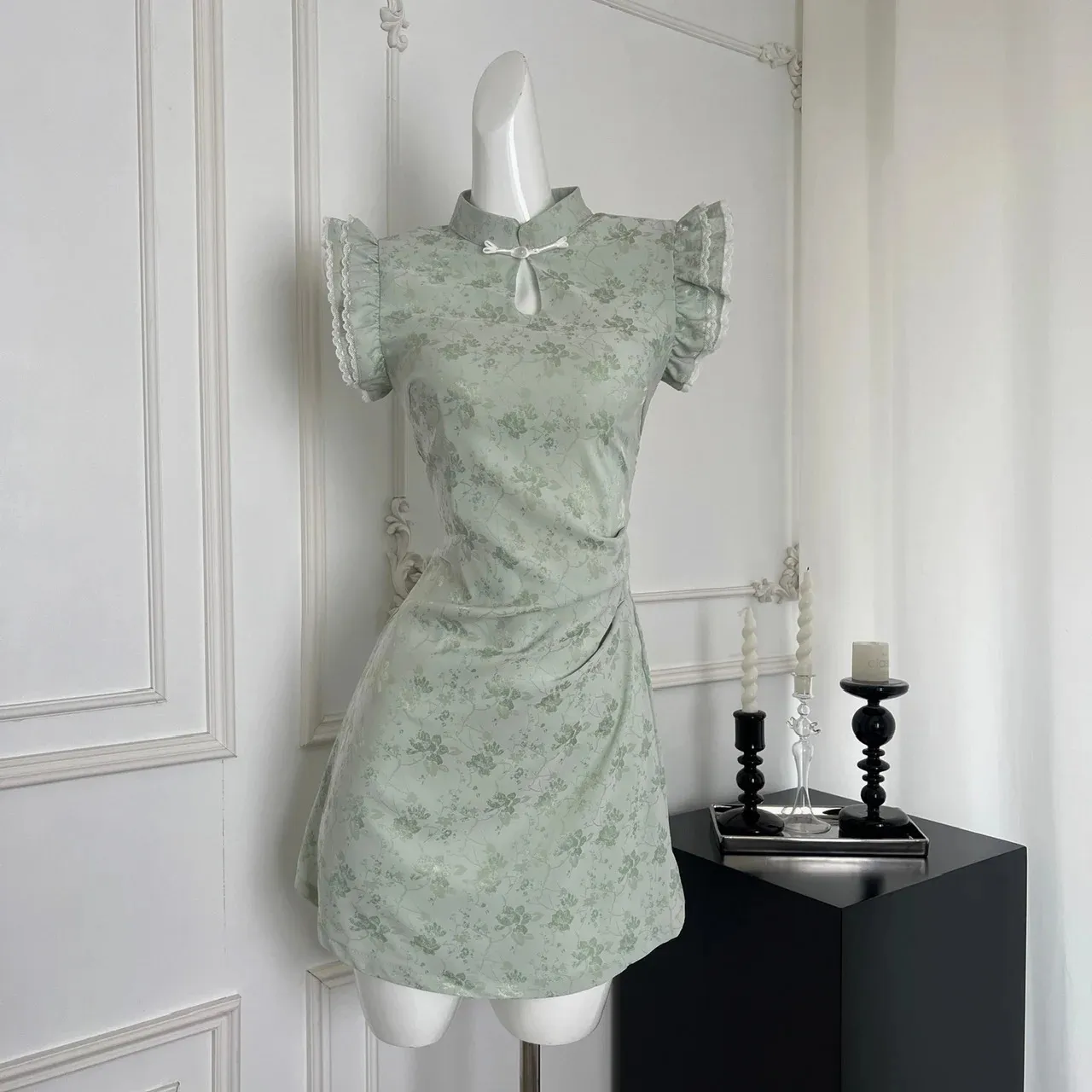 Light Green A Line Flower Dress, Vintage Style | DHgate Light Green A Line Flower Dress, Vintage Style | DHgate