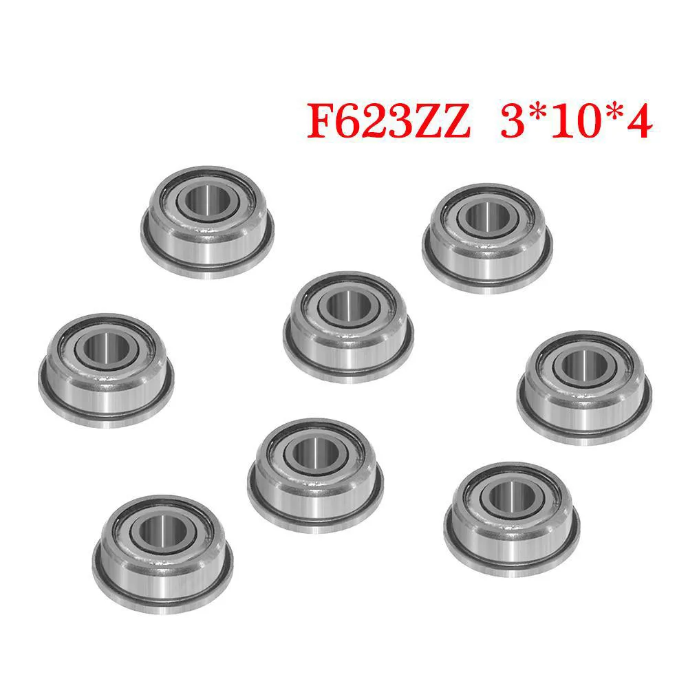 uxcell F623ZZ Flanged Ball Bearing 3x10x4mm Shielded Chrome