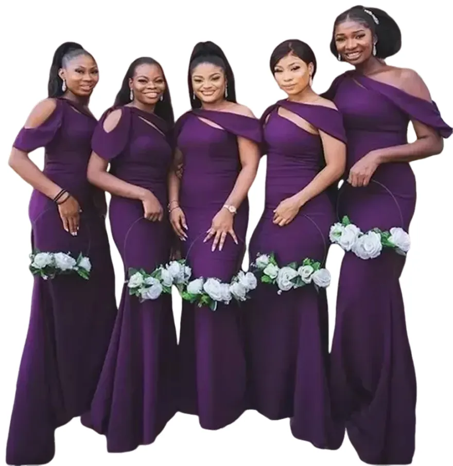 Élégant Robe De Demoiselle Dhonneur De Sirène Violette Pourpre