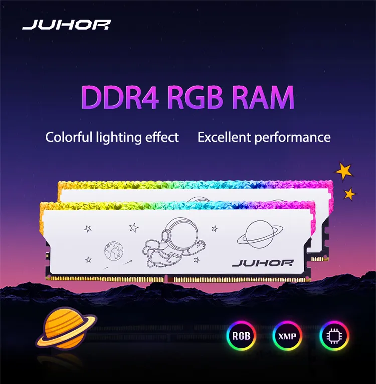 JUHOR DDR4 RGB Mémoire 16 Go (2 x 8 Go) 3200 MHz Kit