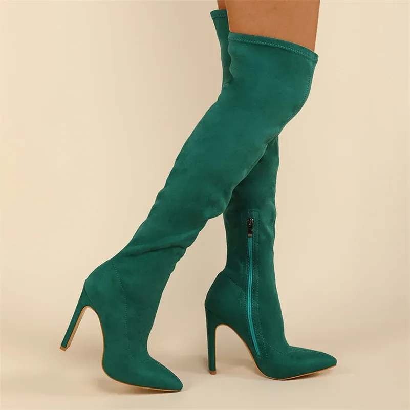 Forest green thigh high boots hotsell