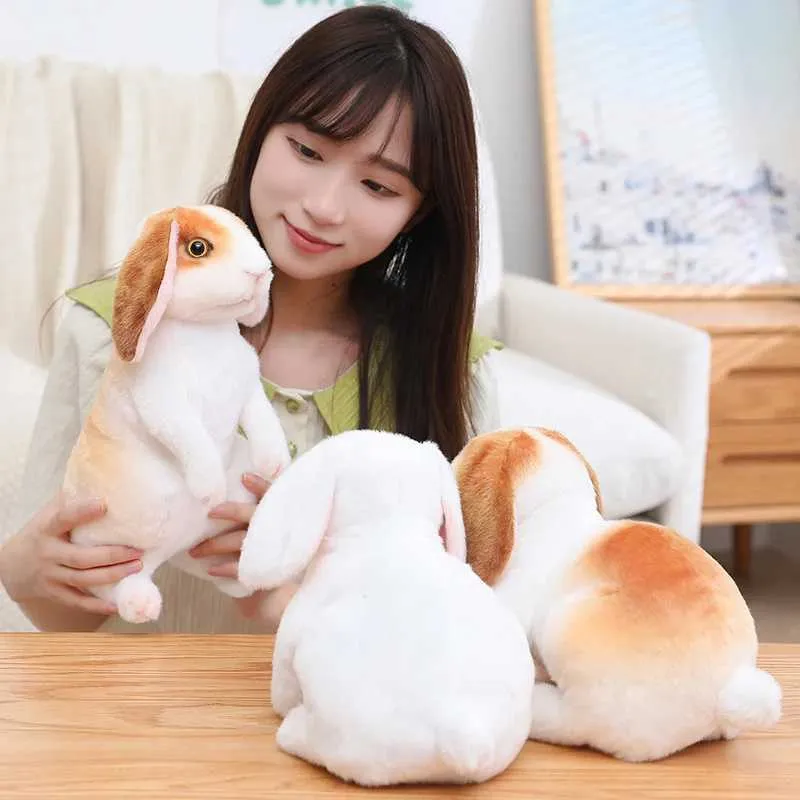 Fluffy Bunny Stuffed Animal Realistic Plush Rabbit Toy, Soft Faux Fur ...